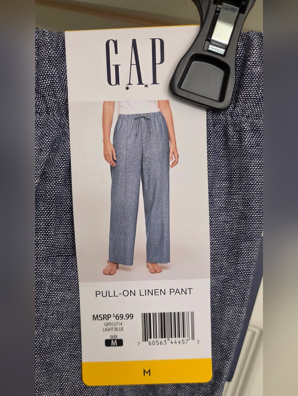 GAP Drawstring Wide-Leg Pants in Chambray Blue - Picture 3 of 5